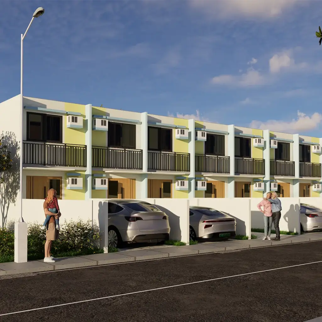Modular House- 2 Storey Row House with Carport and Balcony